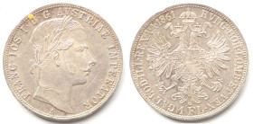 Austria.&nbsp;Francesco Giuseppe. 1848-1916.&nbsp;Fiorino 1861.&nbsp;Ag. Km. 2219. Peso gr. 12,32. Diametro mm. 29. SPL+. Graffio.