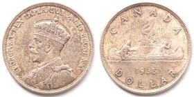 Canada. George V. 1910-1936.&nbsp;Dollaro 1935. Ag 800. Km. 30. Peso gr. 23,31. Diametro mm. 36.&nbsp;SPL/BB.