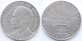 Cuba. Peso 1953. Ag 900. KM 29. Peso gr. 26,66. Diametro mm. 38. BB+. Pulita.&nbsp;
