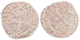 Francia. Riom. Carlo X. 1589-1590. Douzain 1593 con 2 C, 2&deg; tipo. Mi. D/&nbsp;CAROLVS. X. D. G. FRANCOR. REX. R/&nbsp;SIT. NOMEN. DNI. BENEDICT.&n...