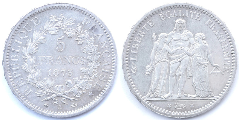 Francia. III Repubblica.&nbsp;5 Franchi Hercule 1873. Ag. Km. 820.1. Peso gr. 24...