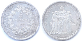 Francia. III Repubblica.&nbsp;5 Franchi Hercule 1873. Ag. Km. 820.1. Peso gr. 24,78. qFDC. Fondi lucenti.&nbsp;