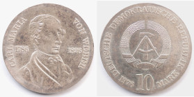 Germania Democratica. 10 Marchi 1976 Weber. Ag. KM. 62. Peso gr. 17,12. Diametro mm. 31. qFDC.&nbsp;
