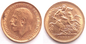 Gran Bretagna. Giorgio V. 1910-1936. Mezza sterlina 1912. Zecca Londra. Au. KM 819. Peso gr. 3,95. Diametro mm. 20. SPL+.