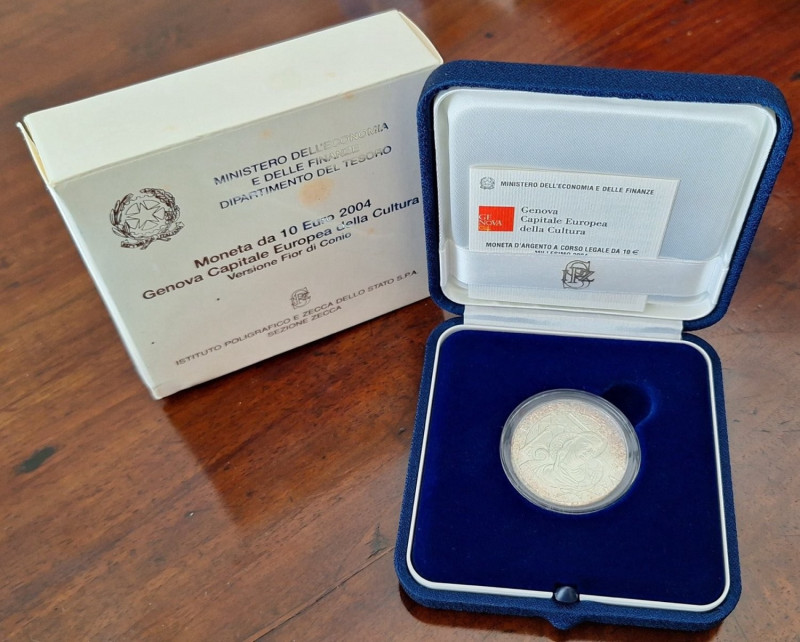 Repubblica Italiana. 10 Euro 2004. Ag. Genova Capitale Europea della Cultura. In...