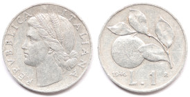Lira 1946. It. Gig 361. Peso gr. 1,25. Diametro mm. 21,60. BB+. Colpetti al bordo. R.&nbsp;