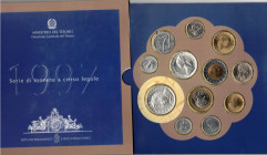 Serie divisionale 1997. 12 valori con 500 lire e 1000 Lire Donizetti. Ag. Gig.24. FDC. Confezione originale della Zecca.