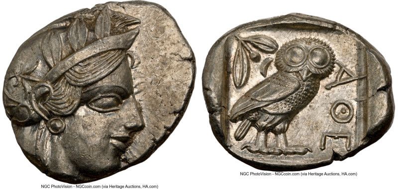 ATTICA. Athens. Ca. 440-404 BC. AR tetradrachm (26mm, 17.20 gm, 8h). NGC MS 4/5 ...