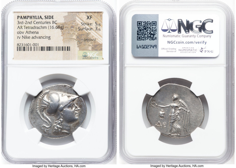 PAMPHYLIA. Side. Ca. 3rd-2nd centuries BC. AR tetradrachm (30mm, 16.68 gm, 12h)....