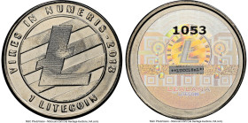 Lealana nickel-plated brass Loaded (Unredeemed) 1 Litecoin (LTC) 2013 MS67 NGC, Ahonen-pg 199. Mintage: 2,960. Serial #1053. Type PF. 30mm. Black Addr...