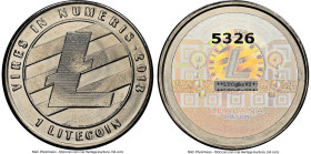 Lealana nickel-plated brass Loaded (Unredeemed) 1 Litecoin (LTC) 2013 MS66 NGC, Ahonen-pg 199. Mintage: 2,960. Serial #5326. Type PF. 30mm. Black Addr...
