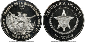 Republic silver Proof "Triumph of the Revolution - 30h Anniversary" 10 Pesos (1 oz) 1989 PR68 Ultra Cameo NGC, Havana mint, KM162. Mintage: 2,000. Fro...