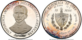 Republic silver Proof "American International Monetary Conference" 10 Pesos 1991 PR67 Ultra Cameo NGC, Havana mint, KM329. Mintage: 3,300. From the Gl...