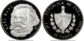 Republic silver Proof "Karl Marx" 10 Pesos (1 oz) 2002 PR69 Ultra Cameo NGC, Havana mint, KM785. Leaders of Communism. From the Globus Collection HID0...