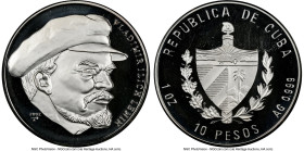 Republic silver Proof "Vladimir Ilich Lenin" 10 Pesos (1 oz) 2002 PR68 Ultra Cameo NGC, Havana mint, KM786. From the Globus Collection HID09801242017 ...