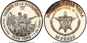 Republic 3-Piece Lot of Certified silver Proof 10 Pesos NGC, 1) 10 Pesos 1987 - PR67 Ultra Cameo, Havana mint, KM162. Triumph of the Revolution 2) 10 ...