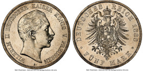 Prussia. Wilhelm II 5 Mark 1888-A UNC Details (Obverse Spot Removed) NGC, Berlin mint, KM513, J-101. HID09801242017 © 2024 Heritage Auctions | All Rig...
