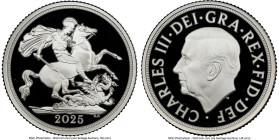 Charles III silver Proof Sovereign 2025 PR70 Ultra Cameo NGC, Tower mint London, KM-Unl. Mintage: 1,300. First silver Proof Sovereign issued by the Ro...