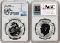 Charles III Pair of silver Proof "Tudor Dragon" 2 Pounds 2024 NGC, 1) 2 Pounds (1 oz) - Reverse PR70. Mintage: 500. Royal Tudor Beasts series. Edge In...