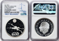 Charles III silver Proof "X-Wing Starfighter" 5 Pounds (2 oz) 2024 PR70 Ultra Cameo NGC, Mintage: 506. Star Wars: Iconic Vehicles series. First Releas...