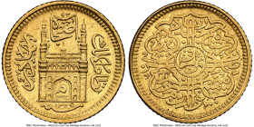 Hyderabad. Mir Mahbub Ali Khan II gold 1/8 Ashrafi AH 1329 Year 44 (1911/1912) MS64 NGC, Haidarabad (Farkhanda Bunyad) mint, KM-Y41.2, Fr-1164. HID098...