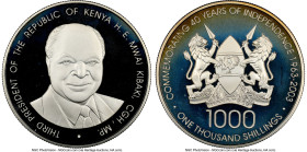 Republic silver Proof "Independence" 1000 Shillings 2003 PR67 Ultra Cameo NGC, Royal mint, KM38. Issued for the 40th Anniversary of Independence. From...