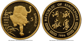 Republic gold "Year of the Tiger" 5 Singold 1986-SM MS68 NGC, Singapore Mint mint, KM-X15. Lunar series. HID09801242017 © 2024 Heritage Auctions | All...