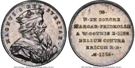 Pair of Certified silver "Regents of Sweden" Medals ND (1745-1760) NGC, 1) "Magnus I" Medal - MS64 2) "Sverker I" Medal - MS64 By D. Fehrman. 34mm. Se...