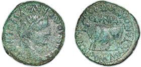 Rome Roman Empire Roman provinces, Tarraconensis 14 - 37 AE As - Tiberius (CN POMP M AVO T ANTO M IVL SERAN IIIIVIR CLVNIA, Clunia) Bronze Clunia Mint...