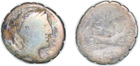 Rome Roman Republic (ancient) 79 BC VF Denarius serratus (Clodia: Tiberius Clodius Nero; S•C / TI•CLAVD•TI•F•AP•N) Silver (.950) Rome Mint 3.34g VF RR...