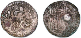 Hunnic tribes Hephthalite Empire 475 - 576 AR Drachm - Napki Malka - Srio Shaho (Western provinces, Bactrian; Countermark "Scorpio") Billon 3.18g VF M...