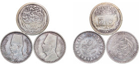 Egypt 1916 - 1939 5 Qirsh (3 Lots, weight all 20.35gr) Silver VF