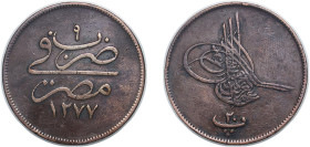 Egypt Ottoman Empire AH 1277//9 (1868) 20 Para - Abdulaziz (without flower) Bronze 12.03g XF KM 244
