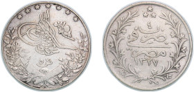 Egypt Ottoman Empire AH 1327//4 (1912) H 5 Qirsh - Mehmed V Silver (.833) (1351000) 7g XF KM 308 Schön 21