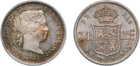 Spain Kingdom 1862 1 Real - Isabel II Silver (.900) Madrid Mint 1.26g UNC KM 606.2