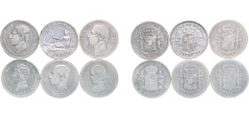 Spain Kingdom 1870 - 1905 2 Pesetas (6 Lots, weight all 58.51gr) Silver Madrid Mint VF