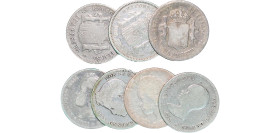 Spain Kingdom 1891 - 1904 1 Peseta (7 Lots, weight all 33.82gr) Silver Madrid Mint VF