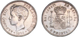 Spain Kingdom 1898 &#128972;18-98 SGV 5 Pesetas - Alfonso XIII (3rd portrait) Silver (.900) Madrid Mint (39977000) 25.08g XF KM 707