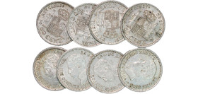 Spain Kingdom 1904 50 Centimos - Alfonso XIII (4 Coins 1904 *0-4 SMV & 4 Coins 1901 *1-0 PCV) Silver (.835) Madrid Mint AU KM 723
