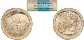 Spain Kingdom 1987 M 500 Pesetas - Juan Carlos I (Original Bank Roll, 25 Lots) Aluminium bronze Madrid Mint BU KM 831 Schön 59