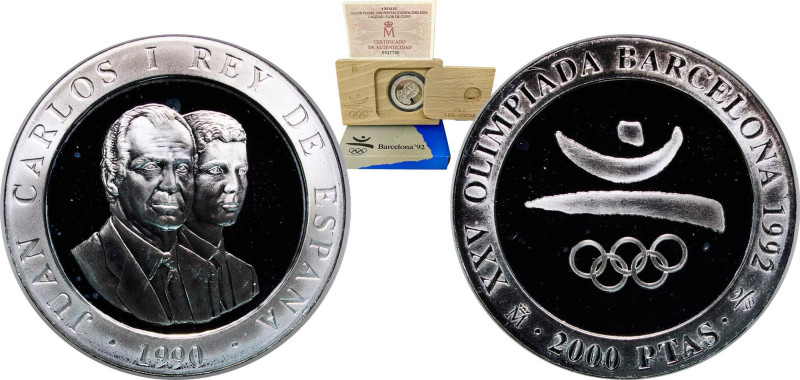 Spain Kingdom 1990 2000 Pesetas - Juan Carlos I (Barcelona'92 logo) Silver (.925...