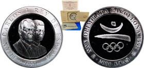 Spain Kingdom 1990 2000 Pesetas - Juan Carlos I (Barcelona'92 logo) Silver (.925) Madrid Mint (130993) 27g PF KM 859