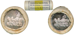 Spain Kingdom 1990 M 200 Pesetas - Juan Carlos I (Cybele; Original Bank Roll, 25 Lots) Copper-nickel Madrid Mint BU KM 855 Schön 68