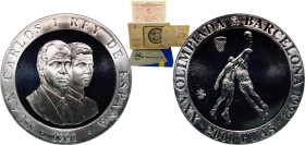 Spain Kingdom 1990 M 2000 Pesetas - Juan Carlos I (Basketball) Silver (.925) Madrid Mint (56356) 27g PF KM 866