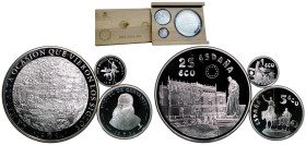 Spain Kingdom 1994 M ECU Set - Juan Carlos I (Cervantes, 3 Lots, Weight 169.4g/33.62g/6.72g) Silver(.925) Madrid Mint PF
