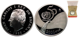 Spain Kingdom 1995 M 2000 Pesetas - Juan Carlos I (UN) Silver (.925) Madrid Mint (26049) 27g PF KM 955