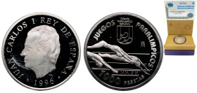 Spain Kingdom 1996 M 1000 Pesetas - Juan Carlos I (1996 Summer Paralympics) Silver (.925) Madrid Mint (30000) 13g PF KM 973