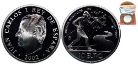 Spain Kingdom 2002 M 10 Euro - Juan Carlos I (Olympic Games Salt Lake City) Silver (.925) Madrid Mint (30000) 27g PF KM 1078