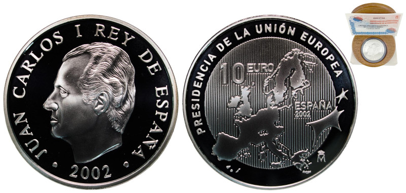 Spain Kingdom 2002 M 10 Euro - Juan Carlos I (Spanish Presidency) Silver (.925) ...