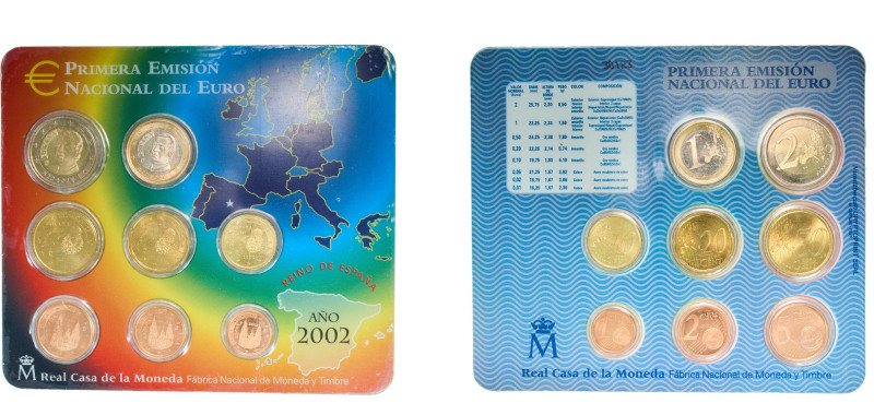 Spain Kingdom 2002 M Euro Set (8 Lots) Madrid Mint UNC